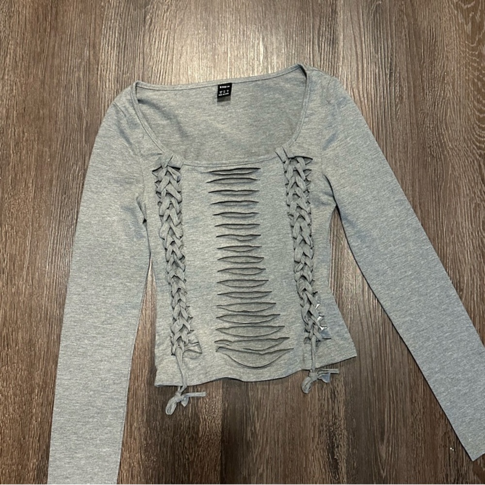 Gray Fitted Cut Out Bodysuit